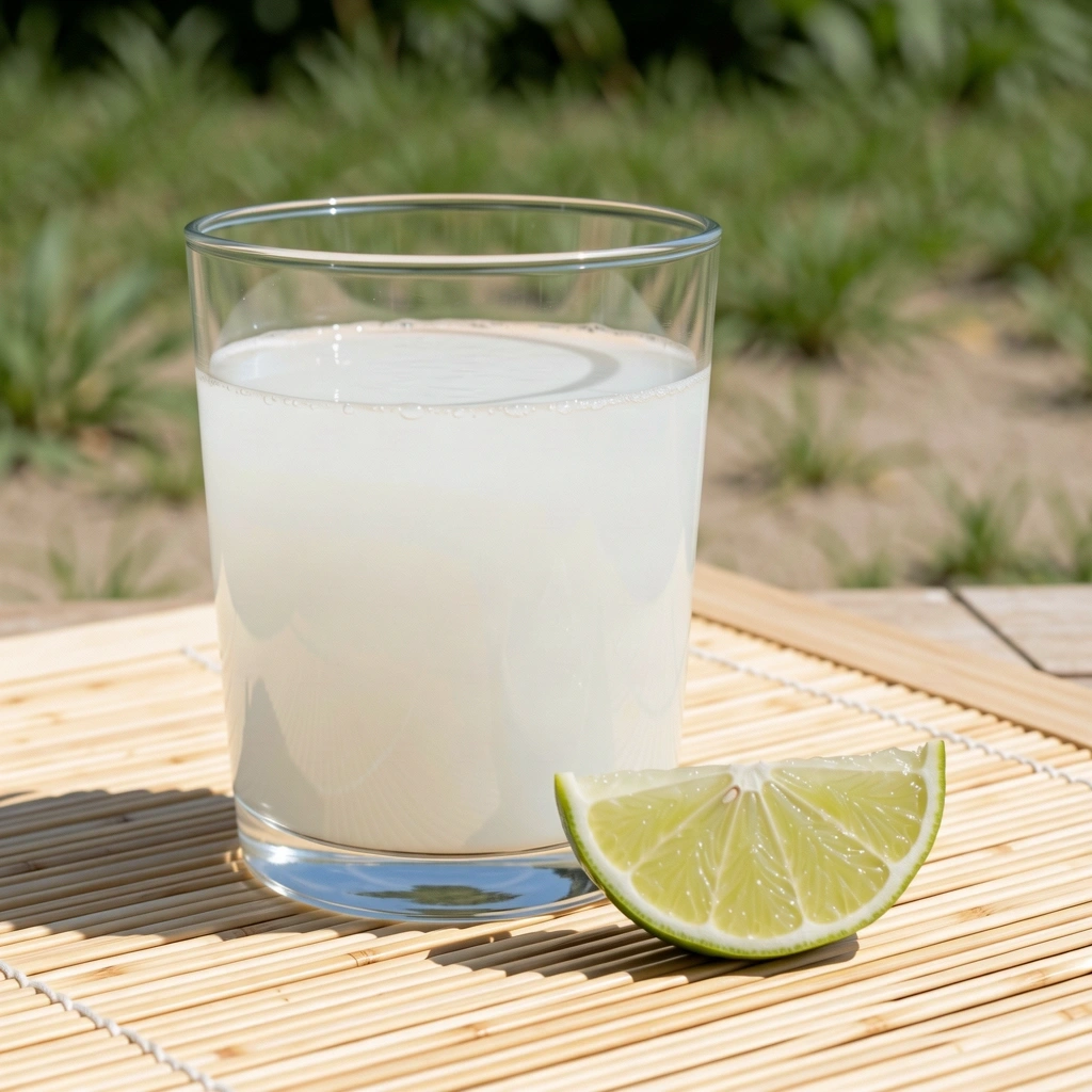 Air kelapa segar dan limau nipis